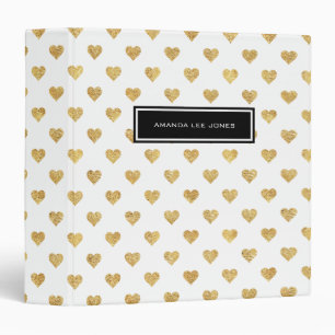 Classeur Coeurs parties scintillant or
