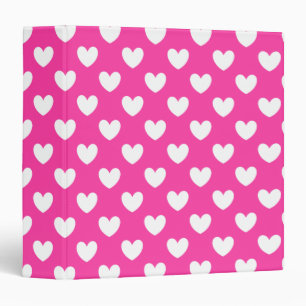 Classeur Coeurs polka blanc sur rose fuchsia