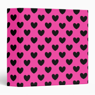 Classeur Coeurs polka noirs sur rose fuchsia
