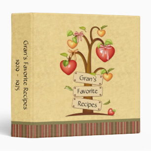 Classeur Coeurs pomme sur arbre Signes en bois Recettes fam
