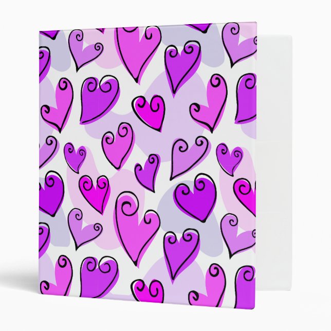 Classeur Coeurs pourpres Fille Mignonne Jour des Valentines (Devant/intérieur)