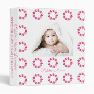 Classeur Coeurs roses Wreath Motif Baby Photo Première anné