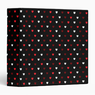 Classeur Coeurs rouge et blanc sur noir