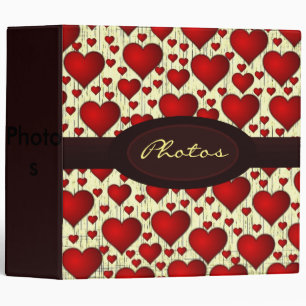 Classeur Coeurs rouges vifs avec plaque rouge ovale bordeau