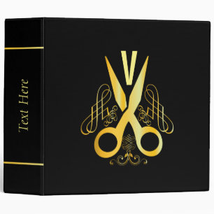 Classeur Coiffeur Ciseaux d'Or & design de salon de beauté