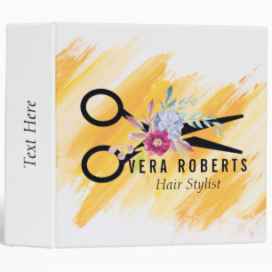 Classeur Coiffeur Ciseaux D'or & Salon de Beauté Floral