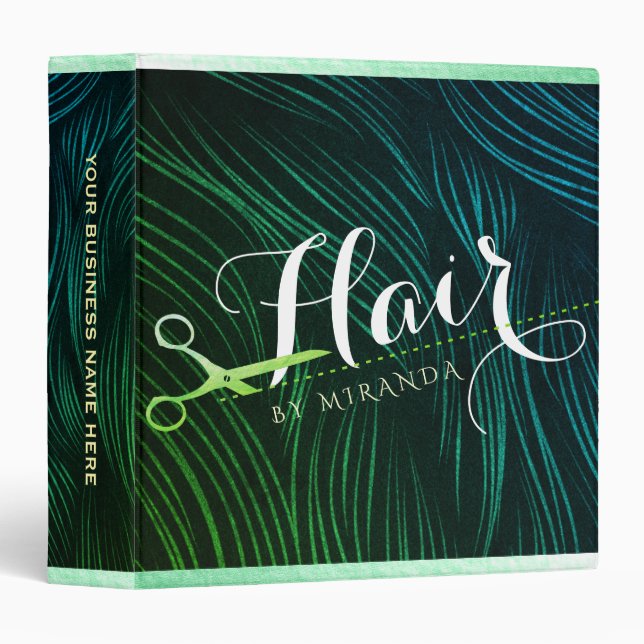 Classeur Coiffeuse Coiffeuse Beauté Green Ciseaux Or (Devant/Côté)