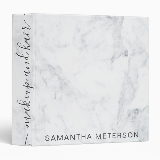 Classeur Coiffure de maquillage moderne en marbre blanc ten (Devant/Côté)