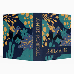 Classeur Colibri d'or vintage, bleu et turquoise