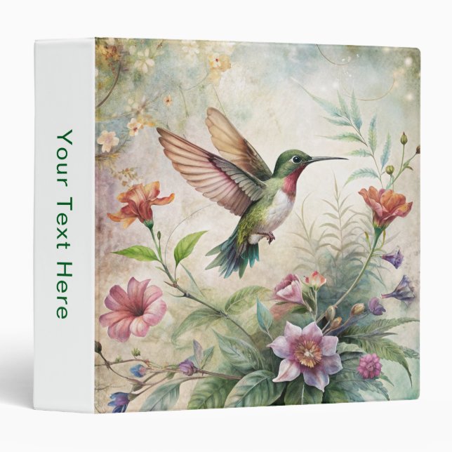 Classeur Colibri mignon sur les fleurs (Devant/Côté)