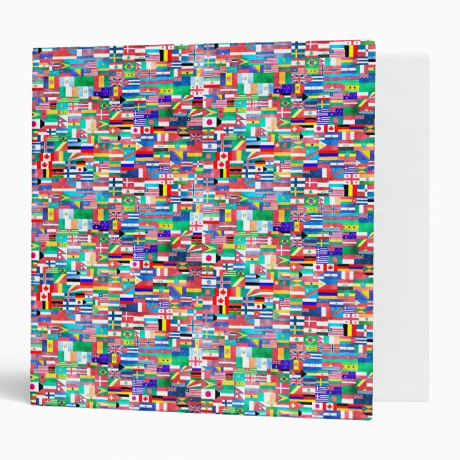 Classeur Collage de drapeau du monde (Devant/intérieur)