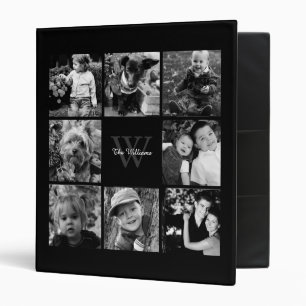 Classeur Collage de photos de famille monogramme