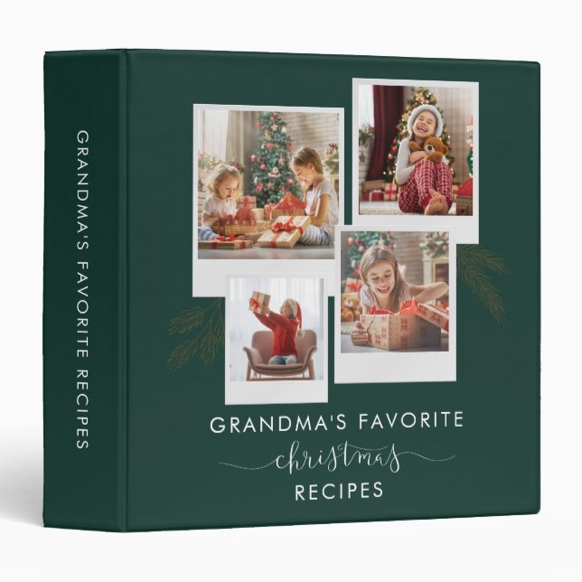 Classeur Collage de photos Recettes de Noël de grand-mère (Devant/Côté)
