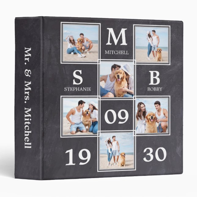 Classeur Collage photo de Mariage personnalisé rustique (Devant/Côté)
