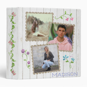 Classeur Collage photo en bois blanc rustique Floral