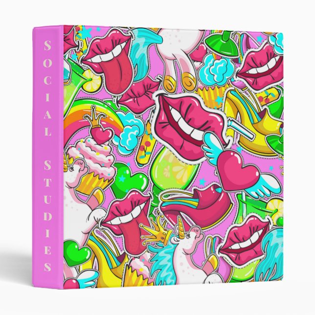 Classeur Collage Pop Art (Devant/Côté)