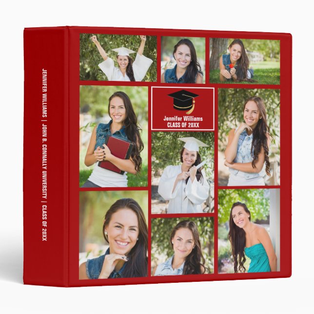 Classeur Collage Red Graduate 2023 Graduation Album photo (Devant/Côté)