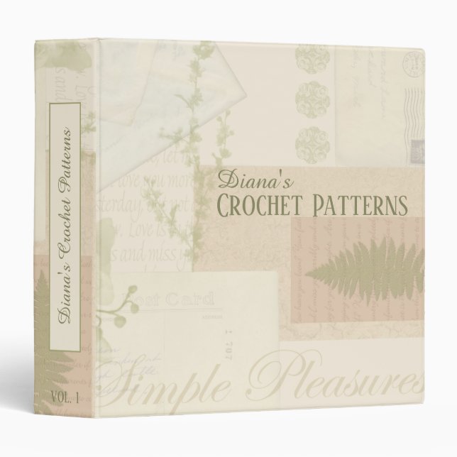 Classeur Collage vintage Crochet Motifs (Devant/Côté)