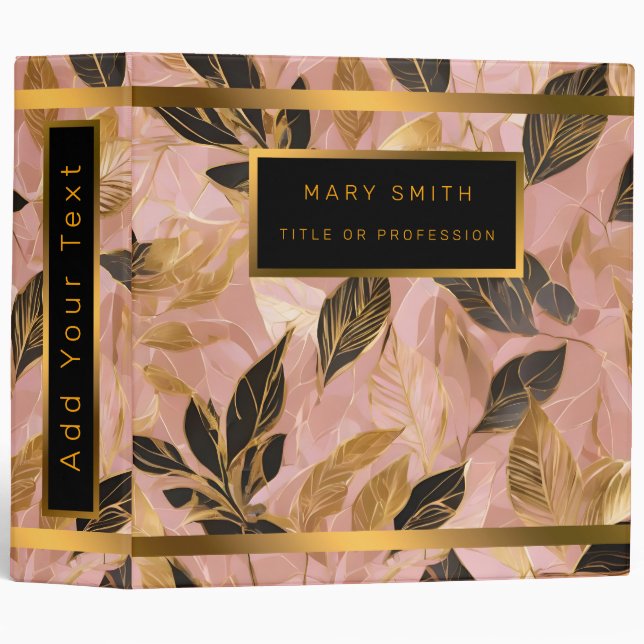 Classeur Collection de Feuilles Boho Populaire en or rose (Devant/Côté)