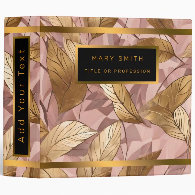 Classeur Collection de Feuilles de Boho Rouge rose tendance (Devant/Côté)