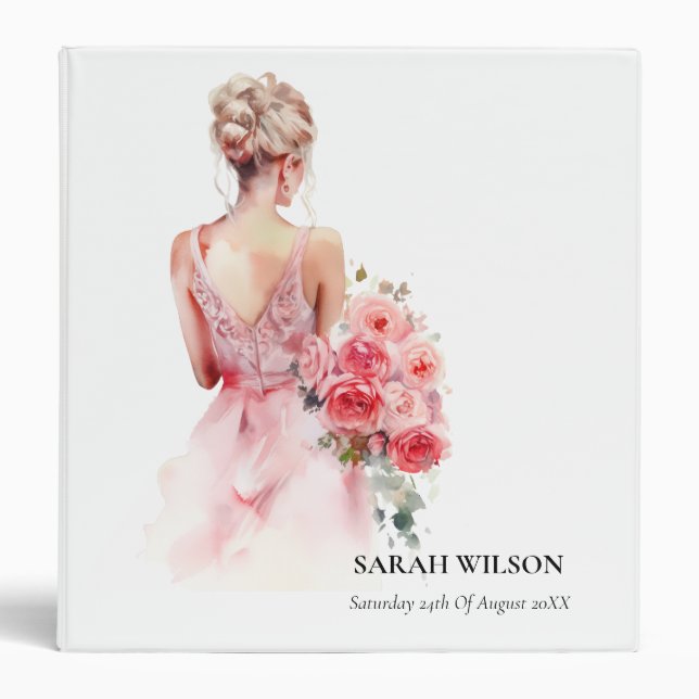 Classeur Collection de Mariage d'aquarelle Rose Floral (Devant)