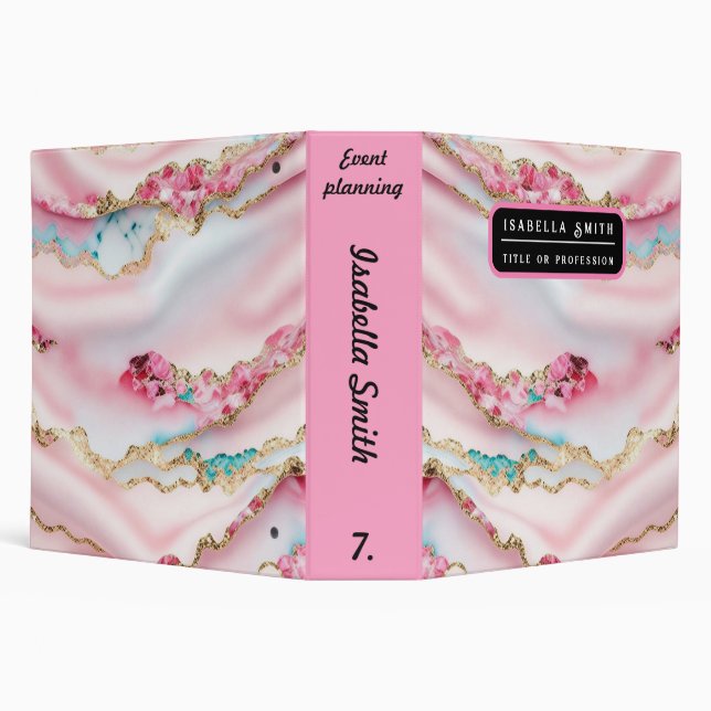 Classeur Collection Populaire Agate Marbre Rose Bleu Clair (Arrière-plan)