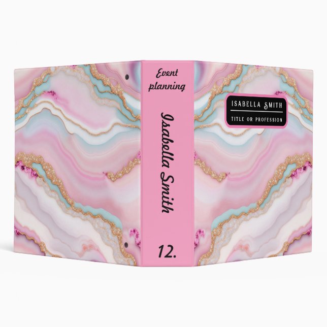 Classeur Collection Tendance Marbre Agate Rose Bleu Clair (Arrière-plan)