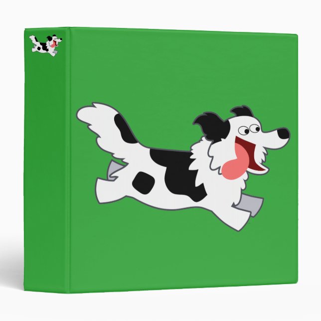 Classeur Collie de bordure du dessin mignon (Devant/Côté)