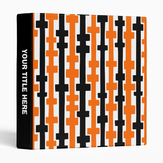 Classeur Colonnes Abstraites (1 po) orange et noir (Devant/Côté)