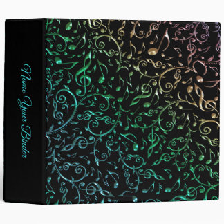 Classeur coloré de motif de notes et de clefs de