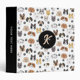 Classeur Coloré mignon Chiens amusants & Chien Paw Monogram