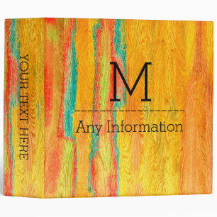 Classeur Coloré moderne de grain de bois Monogramme #5