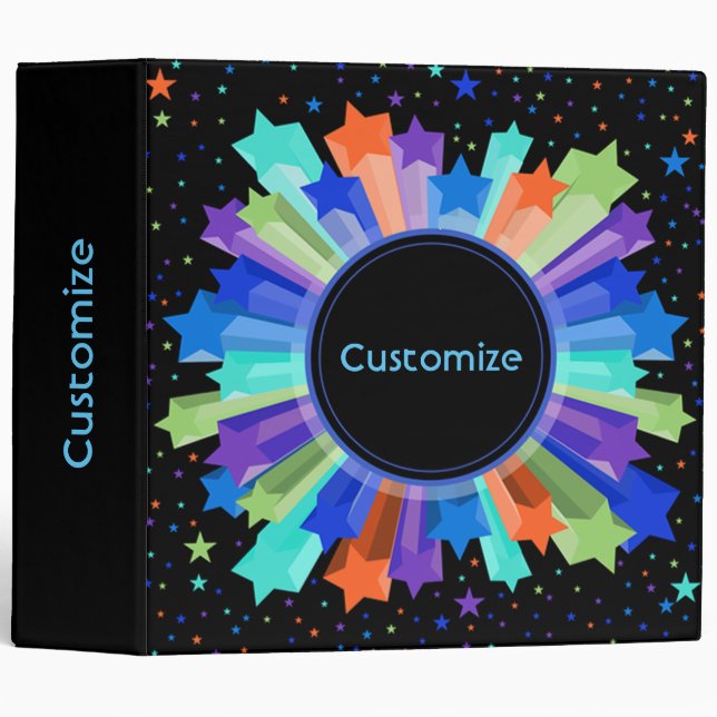 Classeur coloré Rainbow Starburst (Devant/Côté)