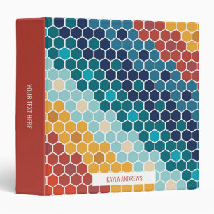 Classeur Coloré Retro Mosaïque Florale Motif Hexagon