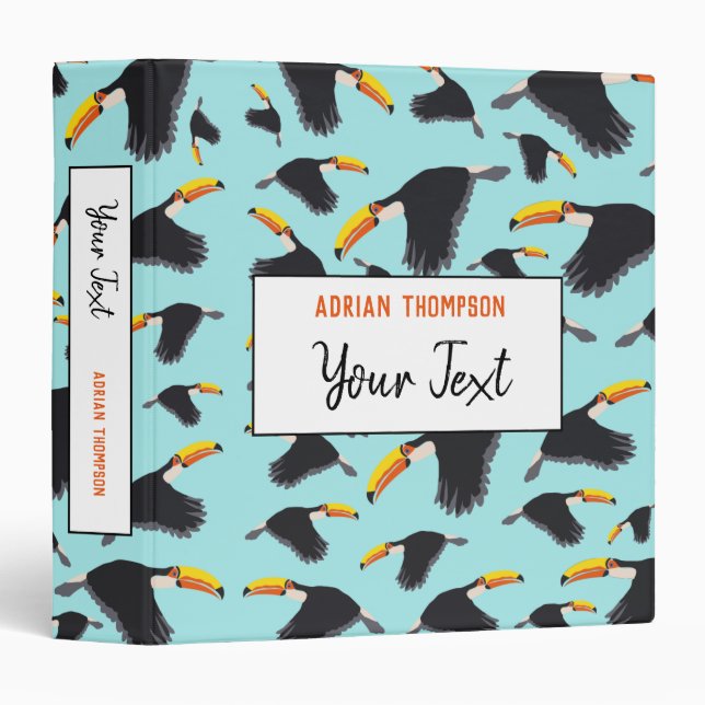 Classeur Colorée Toucan Tropical Bird Motif School (Devant/Côté)
