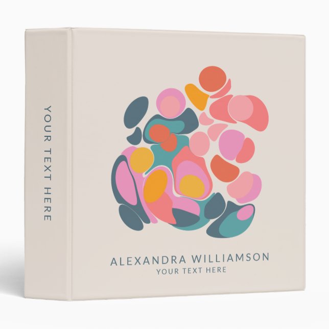 Classeur Colorful Modern Abstract Personalized School Name (Devant/Côté)