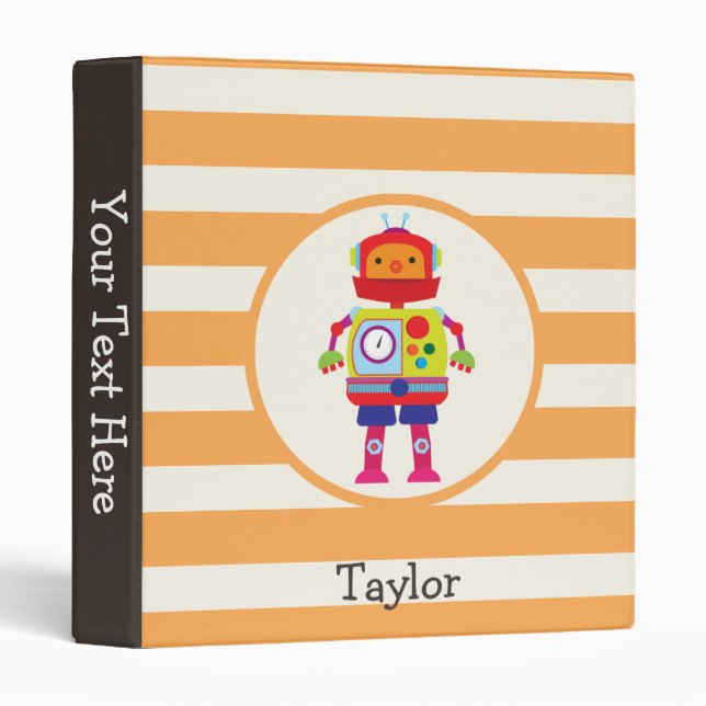 Classeur Colorful Robot Orange Stripes (Devant/Côté)