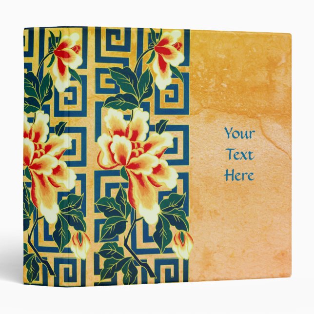 Classeur Conception de bordure de fleurs élégante personnal (Devant/Côté)