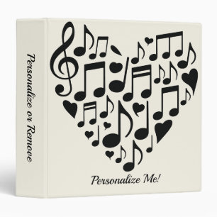 Classeur Conception de forme de cœur de notes de musique Pe