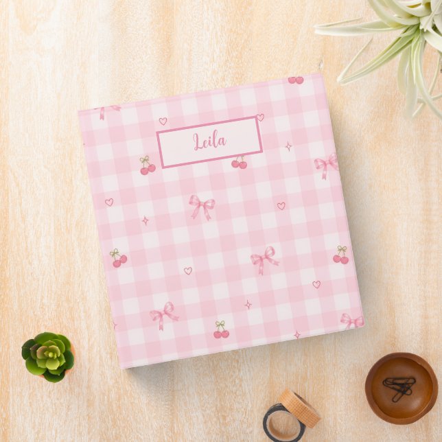 Classeur Conception de nom de script à nœud cerise en vichy (In Situ)