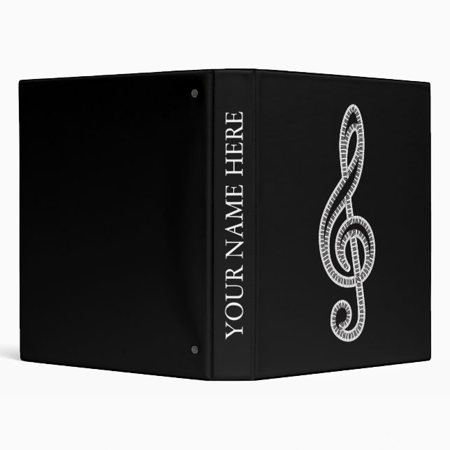 Classeur Conception élégante de notes de musique en noir et (Arrière-plan)