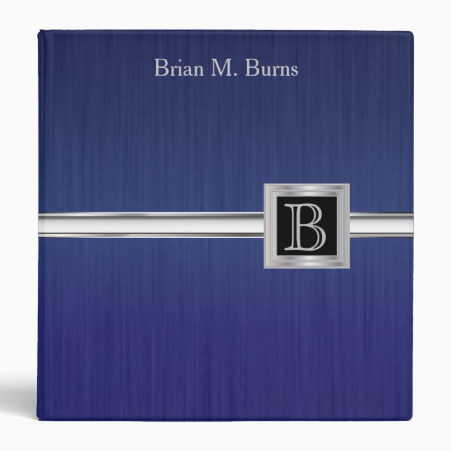 Classeur Conception exécutive de monogramme - bleu en acier (Devant)