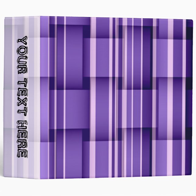 Classeur Conception graphique d'art texturé à rayures viole (Devant/Côté)