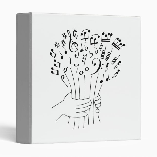 Classeur Conception graphique : fleurs des notes musicales (Devant/Côté)