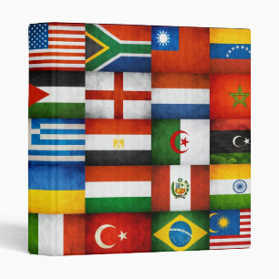 Classeur Conception grunge de collage de drapeaux du monde