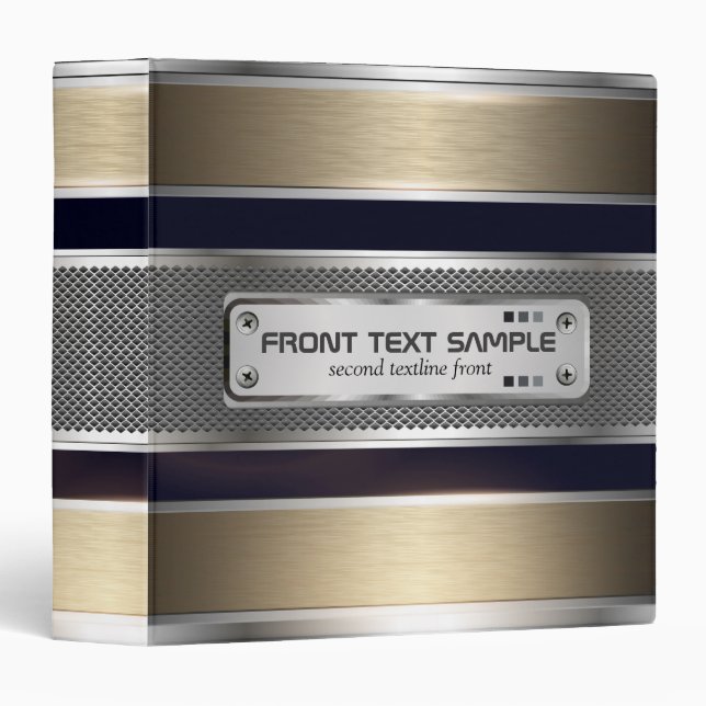 Classeur Conception Métallique En Argent Et En Or Tarni (Devant/Côté)