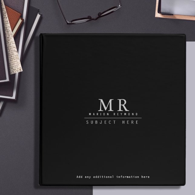 Classeur Concevez votre propre monogrammed en noir (Créateur téléchargé)