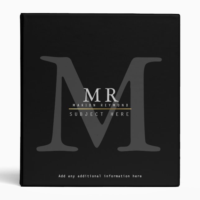 Classeur concevoir votre propre monogramme sur black pro ou (Devant)