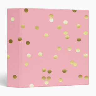 Classeur Confettis chics de feuille d'or rose-clair