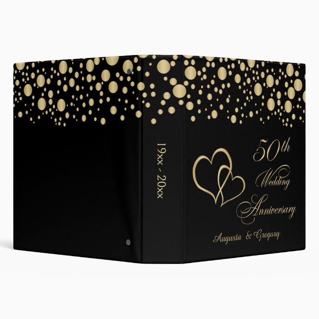 Classeur Confettis d'or, anniversaire jointif de coeurs (Arrière-plan)